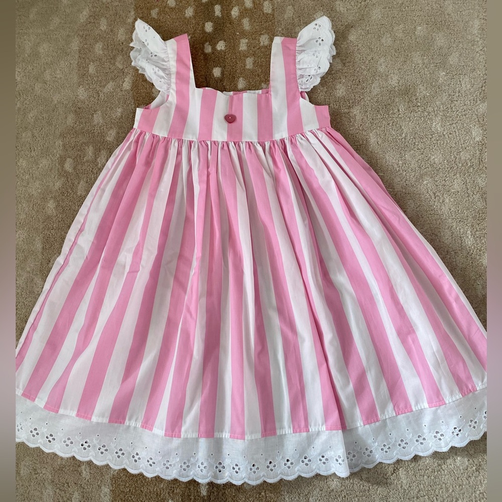 Eleanor Rose Pink Stripe Dress, Girls size 8-10